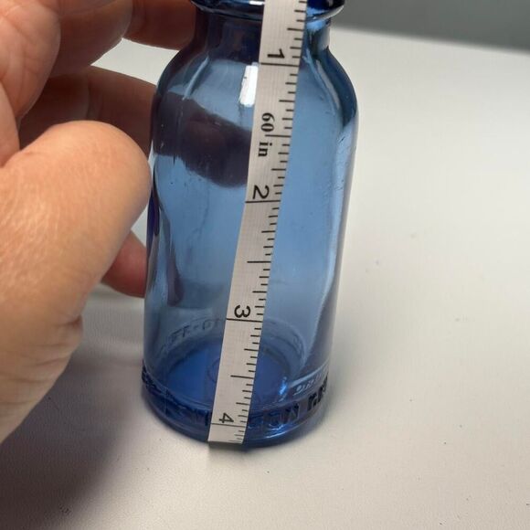 EMERSON  DRUG CO. BOTTLE  BLUE  EMBOSSED  BROMO-SELTZER with Lid - Picture 7 of 8